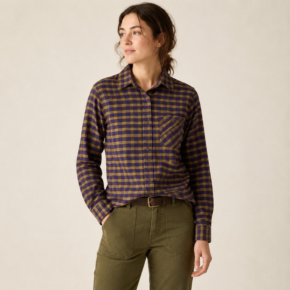 Johnson Woolen Mills Green Mountain Flannel Shirt Purple Lime Plaid Small USA